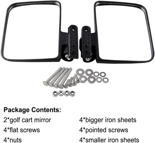 GOOFIT Rearview Convex Mirrors Universal Golf Cart Side Mount Mirror For Club Car UTV Golf Cart Accessories