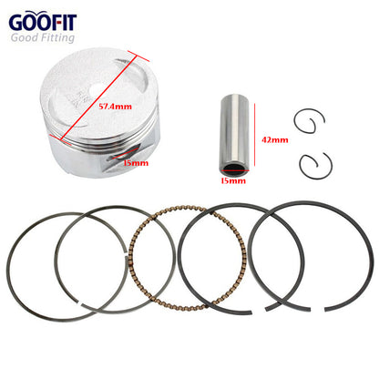 GOOFIT 57.4mm Piston Assembly Kit Replacement For GY6 150cc ATV Moped Scooter 157QMJ