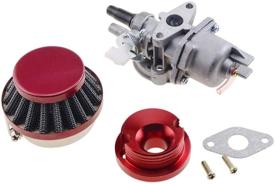 GOOFIT Red Carburators Air Filter Stack Carburetor Carb Replacement For 2 Stroke 47cc 49cc ATV Quad Dirt Pocket Bike