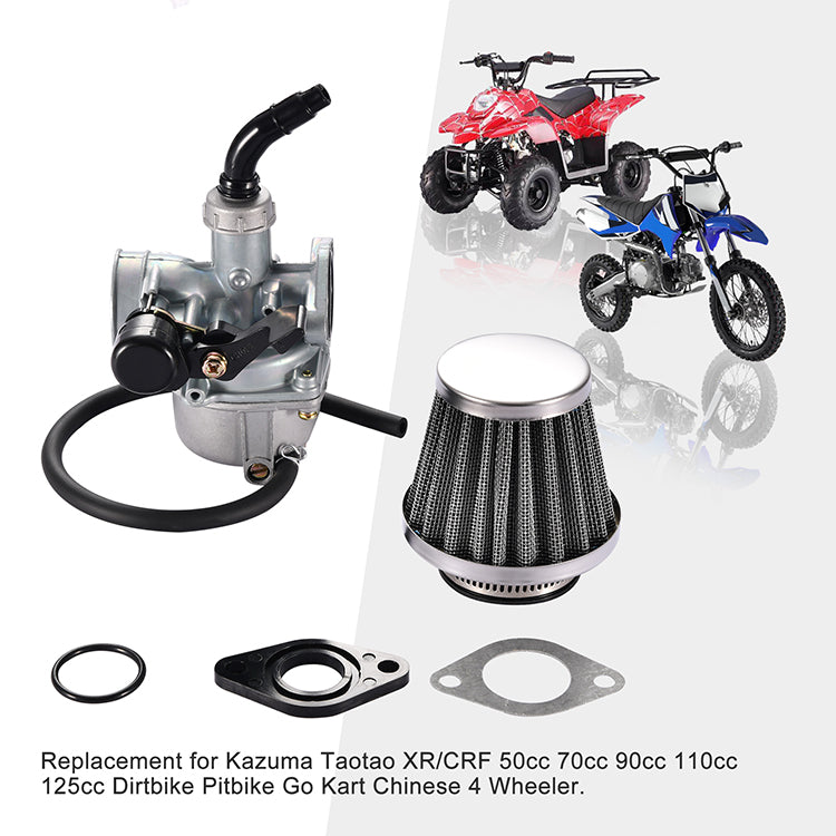 GOOFIT PZ19 Carburetor with Air Filter Replacement For Kazuma Taotao Baja Roketa SUNL Honda XR/CRF 50cc 70cc 90cc 110cc 125cc ATV Dirt Pit Bike Go Kar