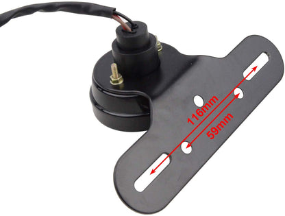 GOOFIT Chrome Motorcycle Black Rear Brake Tail Light With Integrated Indicator Turn Signal Red Backup Lamp Replacement For Scooter PocketBike ATV