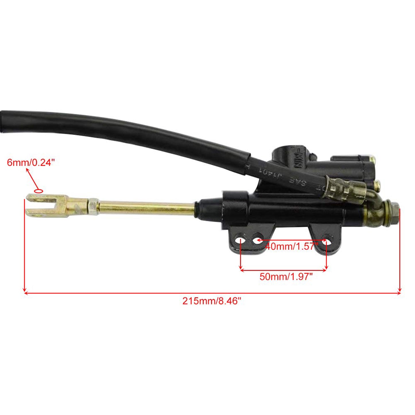 GOOFIT Rear Hydraulic Caliper Brake Master Cylinder Assembly With Brake Pads Replacement For 70cc 110cc 125cc 150cc Atv Quad